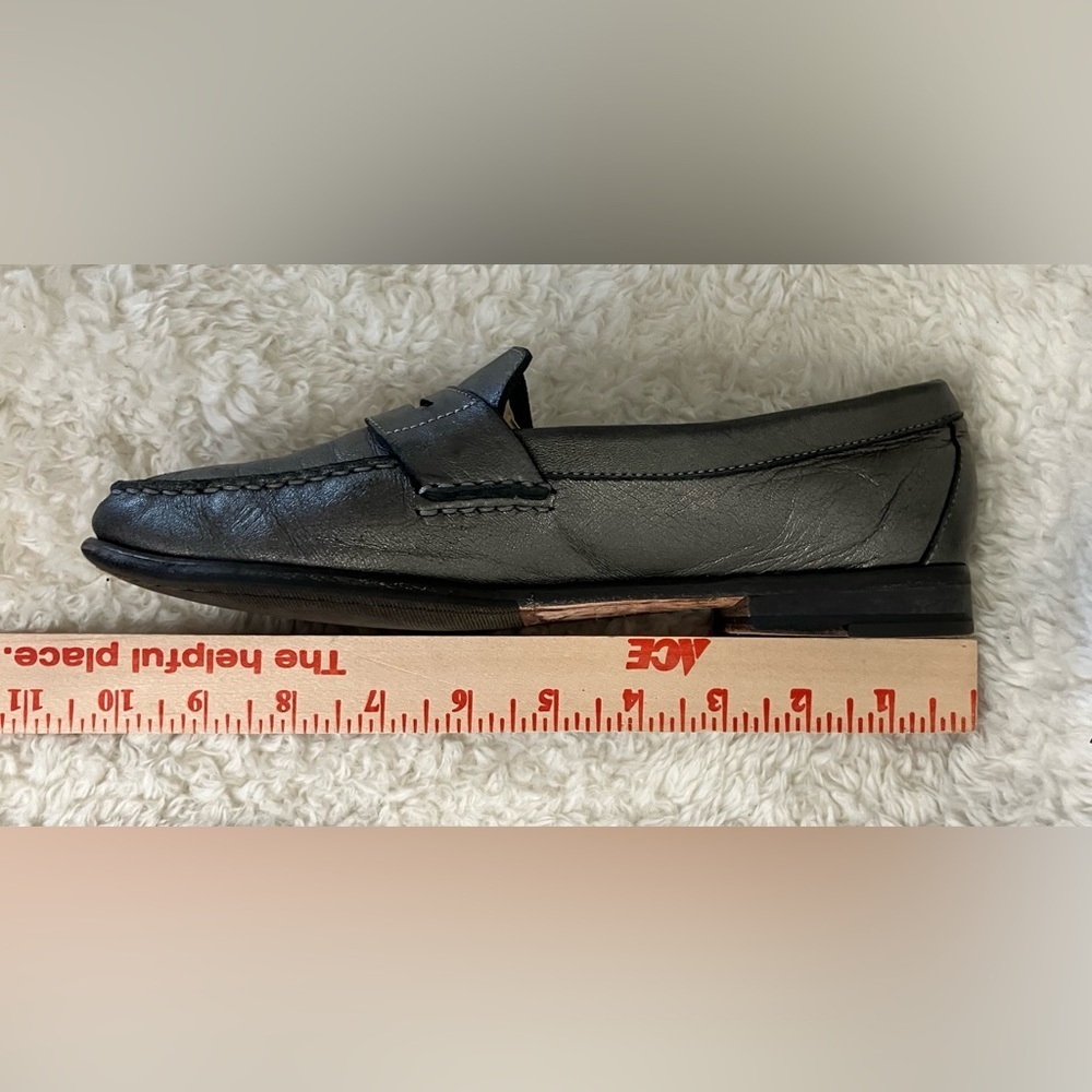 Cole Haan Vintage Women’s Silver Leather Slip On Penny Loafer Shoes Size 7.5 - Picture 10 of 13